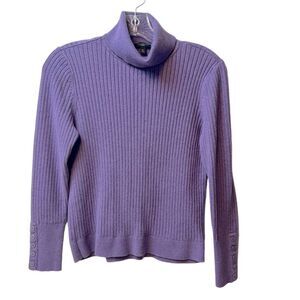 Talbots Button Cuff Ribbed Turtleneck Sweater Lavender Size Mp